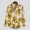 Men's Casual Shirts Autumn Flower Shirt Mens Club Long Sleeve Slim Fit Fancy Men Hawaii Beach Plus Size 5XL Men's