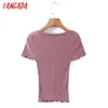 Femmes Basic Big Strethy Rose T À Manches Courtes O Cou T-shirts Dames Casual Tee Shirt Street Wear Top 8H45 210416