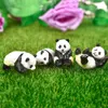 4 stks / set Leuke Panda Moss Micro Landschap Terrarium Figurine Decoratie Hars Grappige Panda Baby's Ornament Fairy Garden Miniature Y0910