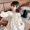 Gooporson Spring Kids Flower Dress Off The Shoulder Long Sleeve Princess Dress Korean Fashion Little Girls Costume Fall Outfits 210715