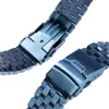 Cinturini per orologi Fashion Blue 20/22 / 24mm Cinturini per orologi in acciaio inossidabile solido Chiusura pieghevole con cinturino di ricambio per cinturini in metallo di lusso HQ di sicurezza Deli2