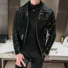 Veste en cuir rouge hommes PU Faux cuir vêtements d'extérieur mode décontracté à manches longues col rabattu fermeture éclair Biker veste hommes noir M-3XL 211111