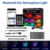 Bil RGB LED Bluetooth Atmosfär Ljusband för Auto Front och baksäten Fot Justerbar Färgglada Ljus Inredning Dekorativ Musiklampa