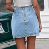 Zipper Back Split Denim Jupes Femmes Summer Fashion Street Femme Taille haute Y2K Mini Jean Jupe 210510
