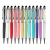 Bling 2-em-1 de cristal diamond ballpoint canetas touch stylus caneta escritório papelaria material de papelaria kdjk2112