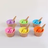 NOVITÀKids Ice Cream Bowls Tools Cup Coppie Ciotola Regali Contenitore per dessert Supporto con cucchiaio Fornitura regalo per bambini FWB7518