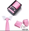 Gift Box Custom Personalized Mens Ties Hankie Cufflinks Sets Neckwear Paisley Cravats Striped Necktie for Men Wedding Party 146x7.5cm
