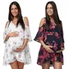 Telotuny Dress Women's Maternity Beach Sundress Breastfeeding Cut Out Shoulders Floral Dress Pregnancy Summer Pregnant Dress #42 Y0924