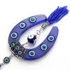 Boze oog blauwe hoefijzer vorm charme auto sleutelhanger sieraden hanger met bule boze oog kraal EY4734 G1019