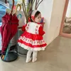 Spanien baby kläder höst tjejer spanska klänningar lotia röd spets boll klänningar spädbarn födelsedag outfits dop frocks 210615
