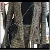 Trench Oberbekleidung Mäntel Kleidung Bekleidung Drop Lieferung 2021 Hahnentritt Mantel Frühling Und Herbst Große Größe Anzug Damen Tasche Rock Abnehmen Zwei