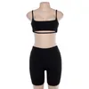 ANJAMANOR Sexy casual 2 piece set crop top shorts matching sets woman club outfit bodycon tracksuit sweat suits dropshipping X0428