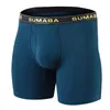 Cueca boxer masculina de perna longa, respirável, sem passeio, roupa íntima masculina sexy, cueca aberta, 211t