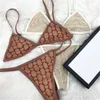 Sexy borduurwerk bikini set brief badmodes designer metalen ketting badpak split badpakken voor dames geschenk vakantie