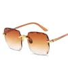 2021 Square Rimless 선글라스 여성들 럭셔리 브랜드 디자이너 여름 붉은 안경 패션 태양 안경 남성 UV400 그늘 oculos