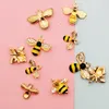 10 st Rhinestone Bee Enamel Charms Pendants för DIY Smycken Tillbehör Hitta örhängen Guldfärg Metall Insect Charms