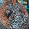 Sexy Leopard Print Bikini Cover-Ups Cross Open Back с длинным рукавом Летнее платье Женщины пляж носить плавательную костюм накрыть A890 210420