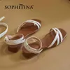 SOPHITINA cuir véritable été femmes chaussures sandales basique plat neutre bande étroite décontracté bout rond confortable quotidien FO362 210513