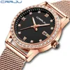 CRRJU Gold Watch Women Quartz Watches Lady Waterproof Wristwatch Womens Bracelet Female Clock Relogio Feminino Montre Femme 210616