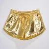 Women Shiny Metallic Hot Shorts Summer Holographic Wet Look Casual Elastic Drawstring Festival Rave Booty Shorts 210419