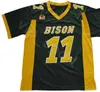 Chen37 NDSU Bison Football Carson Wentz Jersey Green Yellow White Stitched North Dakota State College Uniforms University