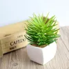 Mini piante verdi artificiali con vaso in ceramica PVC Bonsai Paesaggio in vaso Cactus succulente per la decorazione domestica dell'ufficio Fiori decorativi W