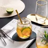 Wijnglazen Nordic Belly Glass Cup Creatieve Fruit Cups Gouden Rim Steel Home Dames Transparant Taza de Cafe Drinkware AC0BL