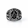 Master Mson Freemason Men's Silver Color Ring Free Mason Stainless Steel Masonic Cluster Rings