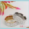 Band Jewelry Drop Delivery 2021 Fashion Stainless Steel 5 Rows Gold Color Crystal Ring Wedding Rings For Women Men Jelwery Accessories M7J6N