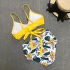 Kobieta Swimwear Sexy Leopard High Waist Bikini Kobiety Kostiumy Kwiatowe Plus Size Super Garnitur Koszulki Swimsuits 210520