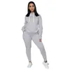 Höst Vinter Kvinnor Joggare Passar Sätt Solid Svart Svettdrag 2021 Långärmad Hoodie + Sweatpants Tracksuit 2 Piece Set Women's Tracksuits