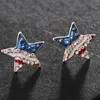 Hot Fashion Star Forme Drapeau Américain Boucles D'oreilles Cristal Oreille Goujons Jour De L'Indépendance 4 Juillet Bijoux Q0709