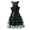 Bustiers Corsets Dames Corset Jurk Steampunk Faux Lederen Taille Cincher Rits Banden Bustier Top met Mini Rok Set Sexy Plus Size Vint