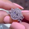 Cluster Ringe 2 Stück Silber Farbe Ring Set mit Bling Zirkon Stein für Frauen Hochzeit Verlobung Modeschmuck Trend 2022