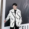 IEFB men's clothing spring trend white blazers tie design digital printing flame pattern loose casual suit coat 9Y4705 210524