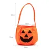 Halloween Pumpkin Candy Bag Festival Party Supplies Steroskopiska Non Woven Candies Väskor med handtag Orange Packs A02