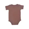 Coton d'été Bodys à manches courtes Couleur unie One-Pièces Né Onesies Baby Tissu 210515