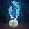 Table Lamps 3D Dolphin Led Illusion Night Lamp Desk Lights 16 Colours Changing With Remote Optical Bedside For Kids Room