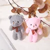 Mooie teddybeer pluche sleutelhangers pop hanger gemengde kleur mini schattige charmes kinderen speelgoed thuis partij sleutelhangerspendanten cadeau decoraties