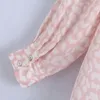 Camisa rosa de manga larga con estampado de leopardo para mujer, blusa con cuello vuelto para mujer, Tops sueltos informales para mujer, Blusas S8732 Women039s Blusas 9741089