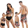 Family Matching Swimwear Floral Swimsuit Mother Daughter Bikini Beachwear Swimming Trunks Men Kids Bathing Suit 210521