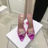 Fashion Season Shoes Amina Italy Muaddi Mules Wedding Party Glass Slippers Pvc Crystal Bow Sandals