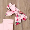 Jumpsuits 024m Baby Girl Flower Ruffle Romper Born Backless Pałąk głowa dziewczęta Sunsuit Strój 2PCS Summer Clothing6732912