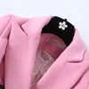 Misturas de lã feminina 2022 outono de inverno rosa o sobretudo feminino de moda de moda casual de manga cheia com casacos longos abstantes abrigo mujer bery2