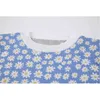 Korea Style Daisy Floral Printed Knitted Sweater Women Vintage Short Sleeve Pullovers Summer Fashion Chic Casual Crop Tops 210515