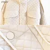 Mulheres de inverno 90% branco pato para baixo casaco elegante carrinho colarinho argyle jaqueta botão zipper slim sólido outwear com cinto 210423