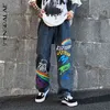 Summer Autumn Casual Jeans Woman Long Trousers Cowboy Female Loose Streetwear Graffiti Print Pants ZA5047 210427