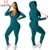 Roupas XS para Mulheres Neon Rosa Laranja Duas Peças Set Roupas Clube de Manga Longa Hoodie Topo e Leggings Fall Mulher Tracksuit Y0625