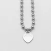 Ciondolo di design di lusso 15mm cuore Collane da donna in acciaio inossidabile Gioielli con catena di perline vuote sul collo San Valentino