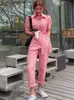 Summer Women Casual solid color Jumpsuit Turn-down Neck Button Shirt Overalls Short Sleeve Office Lady Romper Belt 210529